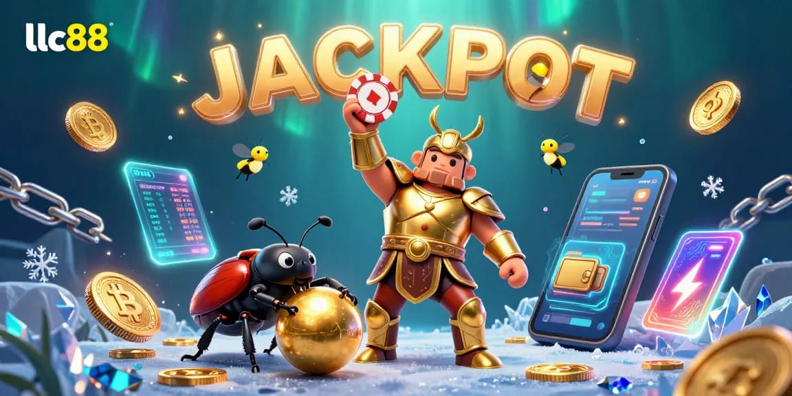 Join the excitement at lclc88 with a victorious beetle and crypto elements showcasing winning strategies.