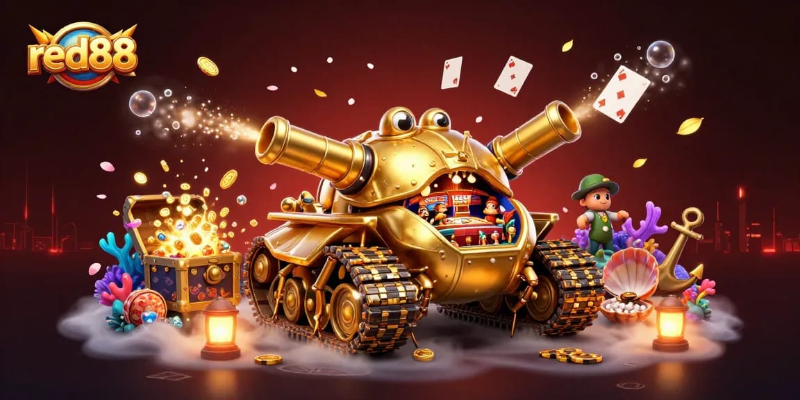 Experience the excitement of red88 casino with an illustration showcasing a vibrant miniature casino scene.