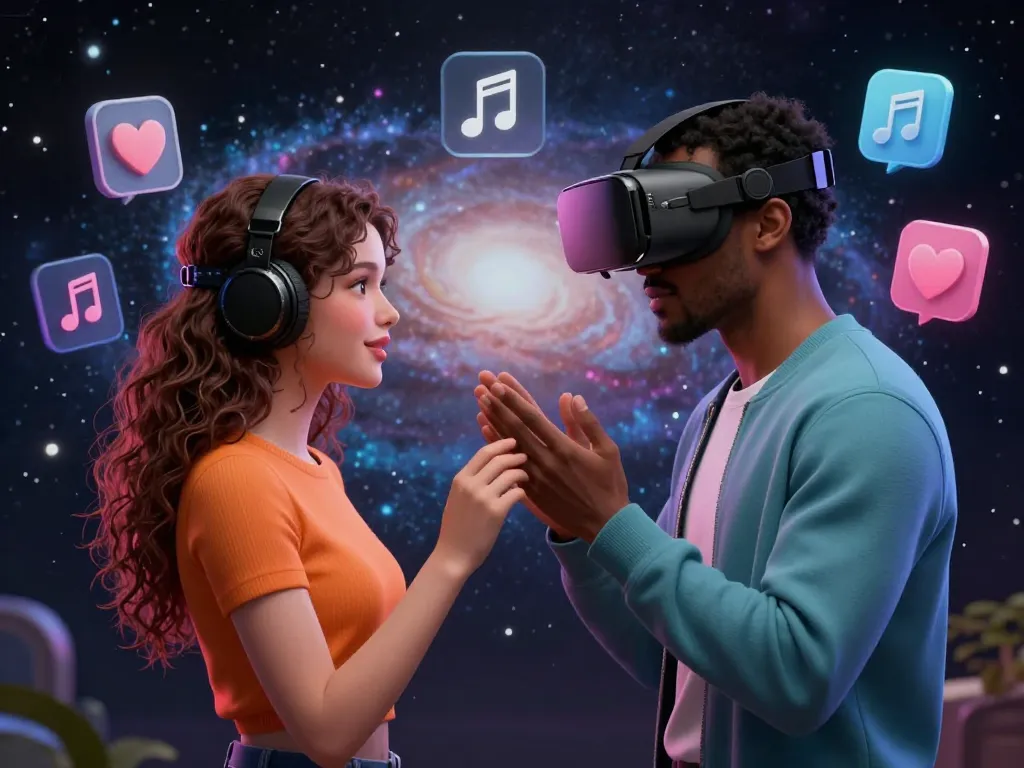 AI sex avatars in a digital romance scene highlighting virtual intimacy through advanced technology.