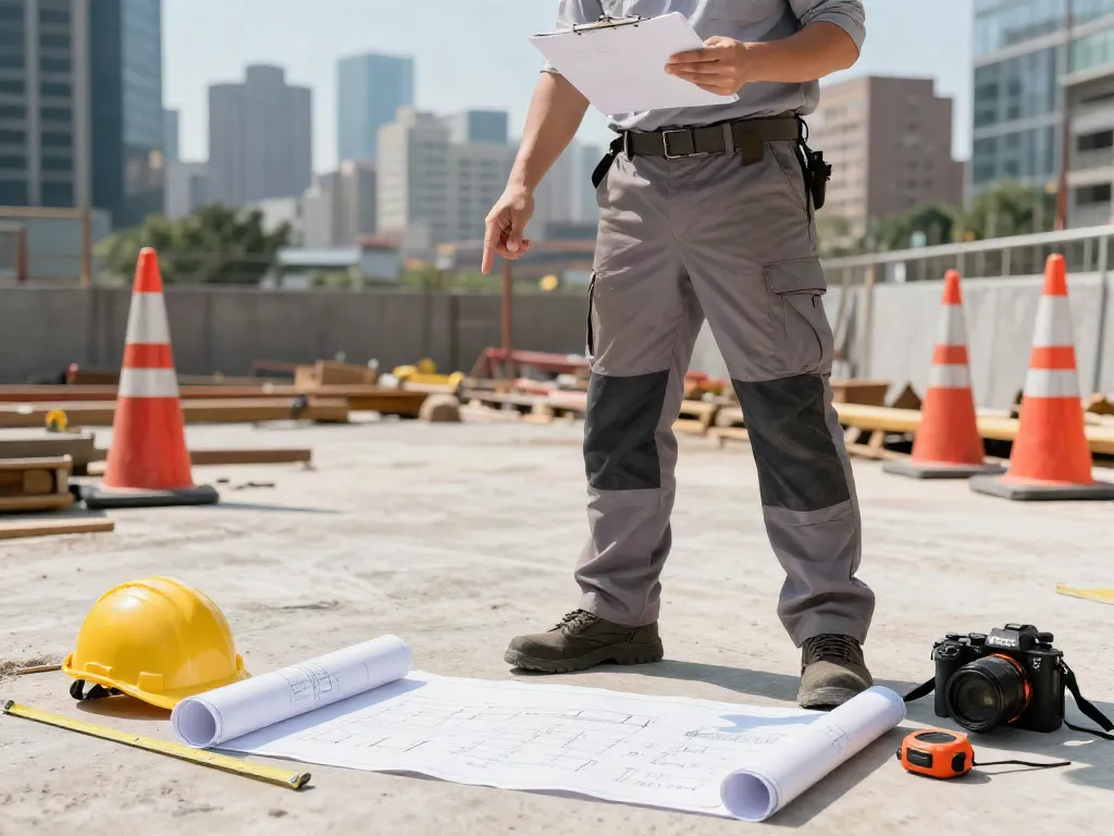 Pantaloni U-Power indossati da un lavoratore in cantiere, mostrando professionalità e comfort.