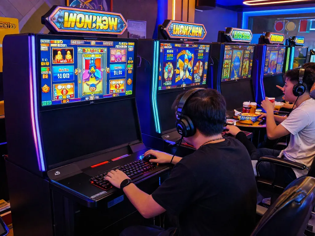 Players enjoying the thrill of rokok 88 online slot game in a vibrant virtual setting with colorful graphics and engaging atmosphere.