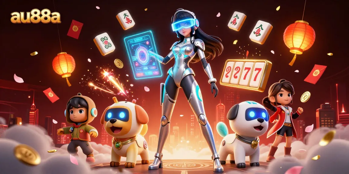Experience thrilling slots action in this vibrant au88a casino illustration featuring neon elements and high-energy visuals.