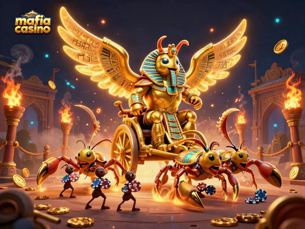 Experience the thrill of mafia casino with a dynamic illustration featuring strategic characters and rich casino elements.