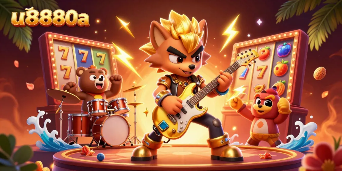 Experience thrilling wins at u8880a's vibrant casino featuring animated characters and celebratory symbols.