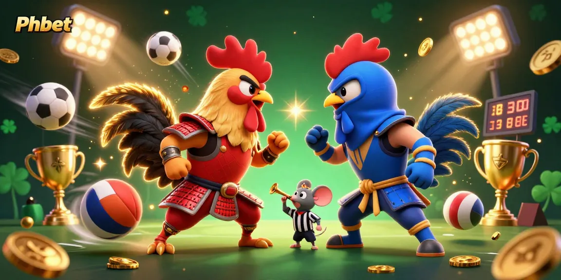Phbet showcases vibrant action with battling roosters, embodying excitement in sports betting.