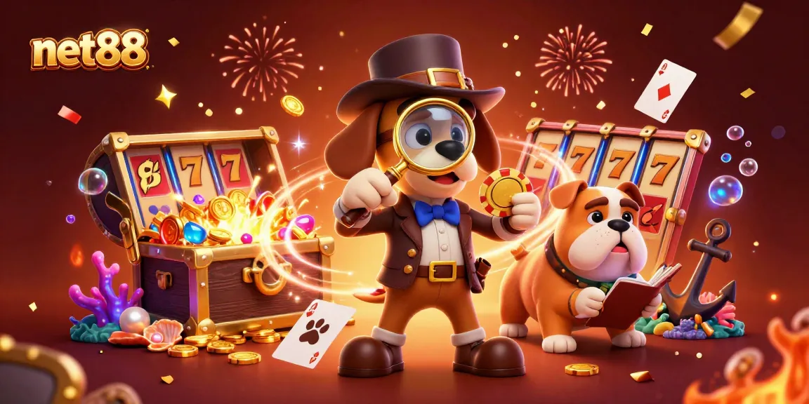 Engage with net88's thrilling slot games in a dynamic detective-themed scene.
