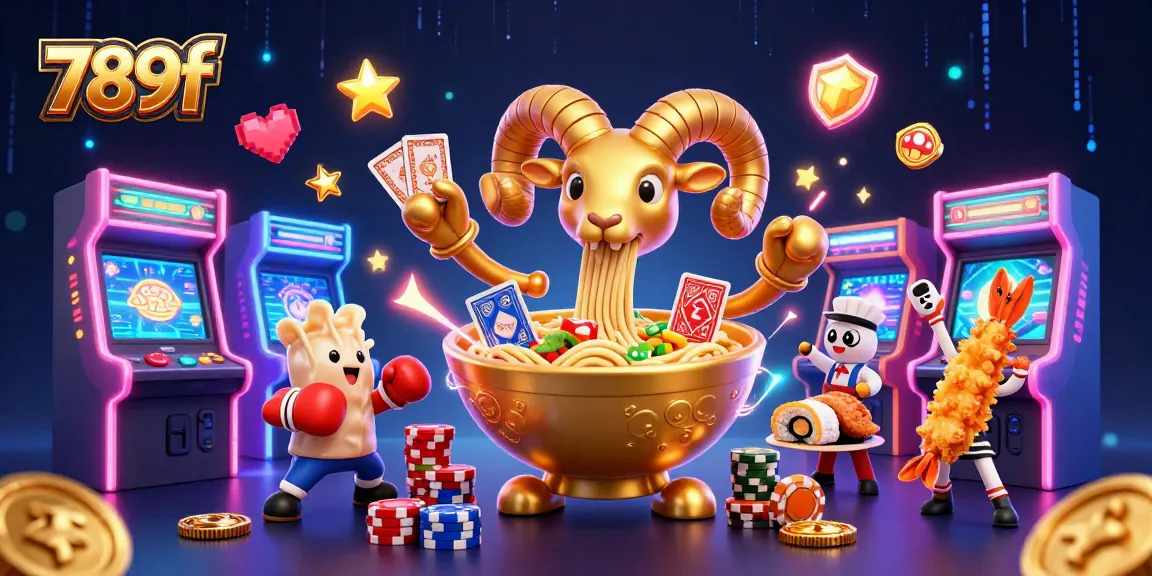 Experience thrilling games at 789f with vibrant characters, neon lights, and casino elements.